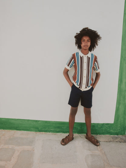 Dsiney Kidz - Brown Knitted Stripe Polo Shirt (3-16yrs) image 7