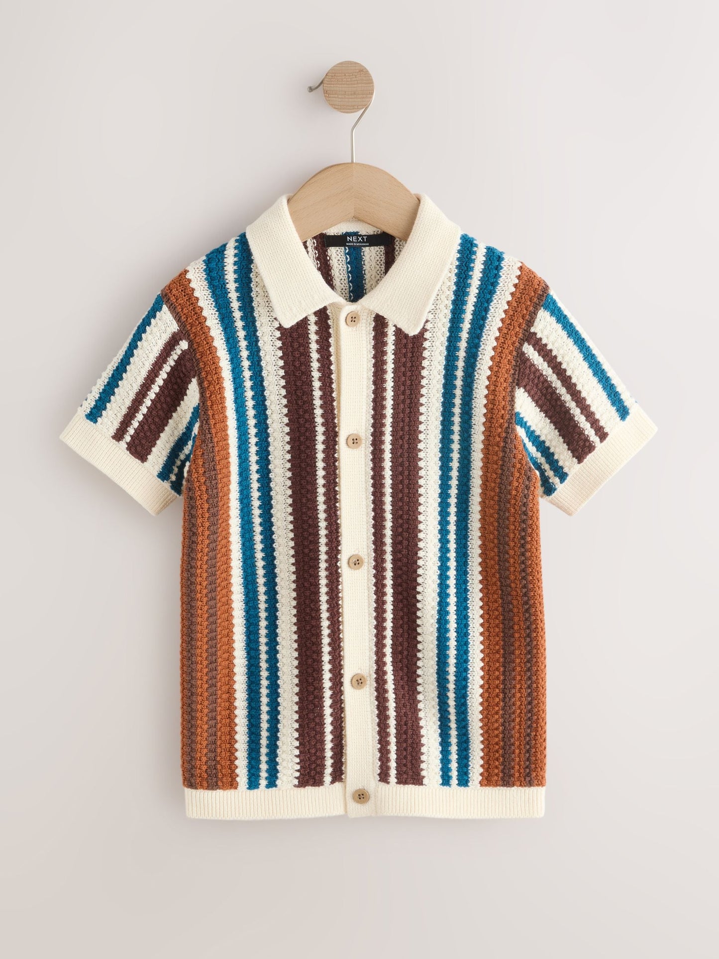 Dsiney Kidz - Brown Knitted Stripe Polo Shirt (3-16yrs) image 9