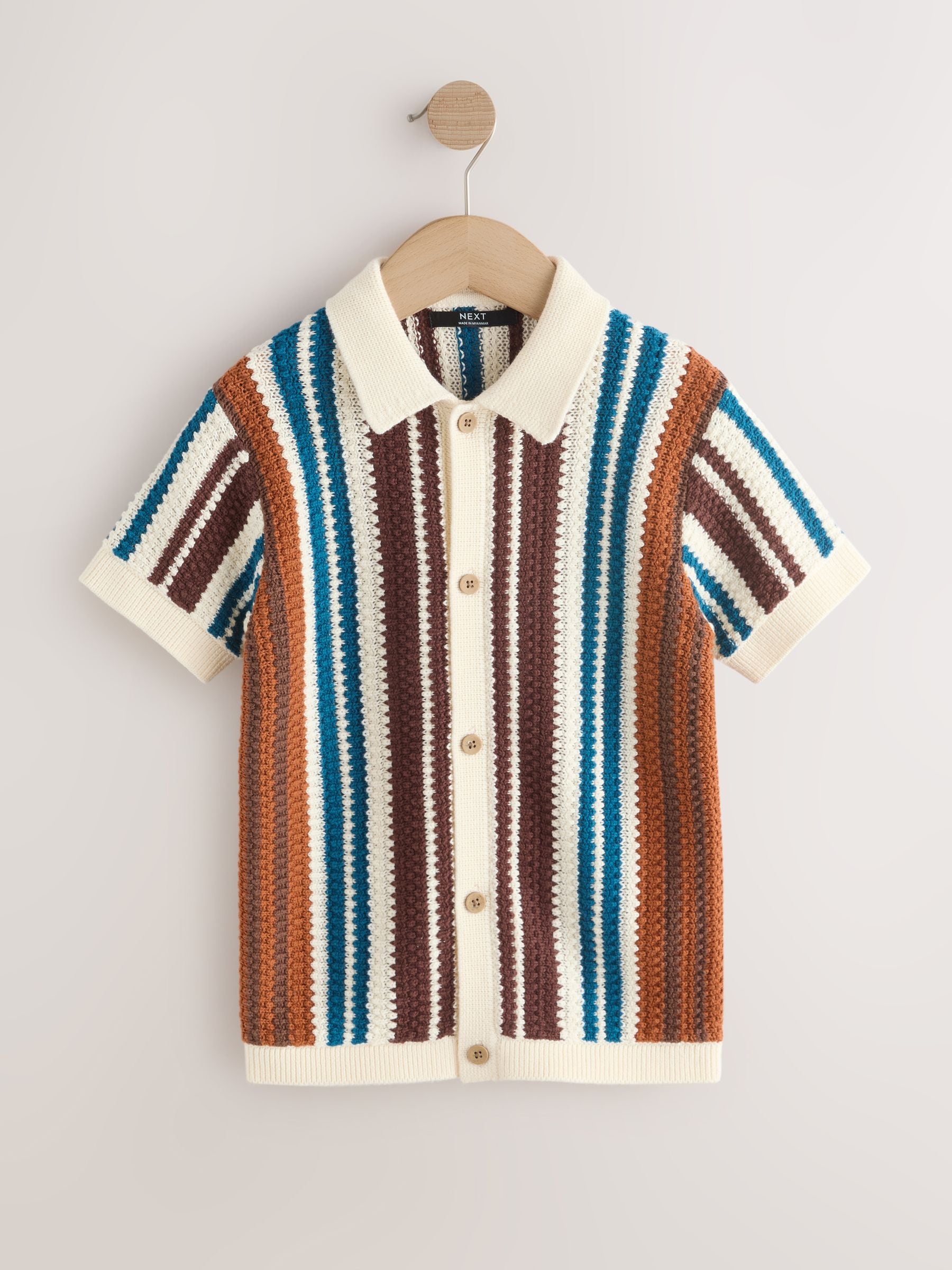 Dsiney Kidz - Brown Knitted Stripe Polo Shirt (3-16yrs) image 9