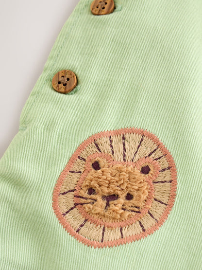 Green Safari Animal Baby Twill Dungarees and Bodysuit Set (0mths-2yrs) image 7
