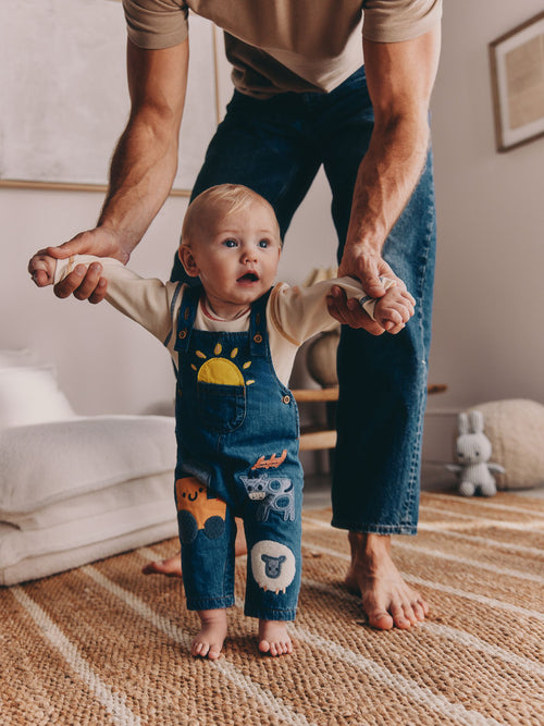 Bright Farm Baby Denim Dungarees and Bodysuit Set (0mths-2yrs) image 1
