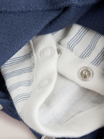 Navy Blue Woven Cotton Baby Dungaree and Bodysuit Set (0mths-3yrs) image 3