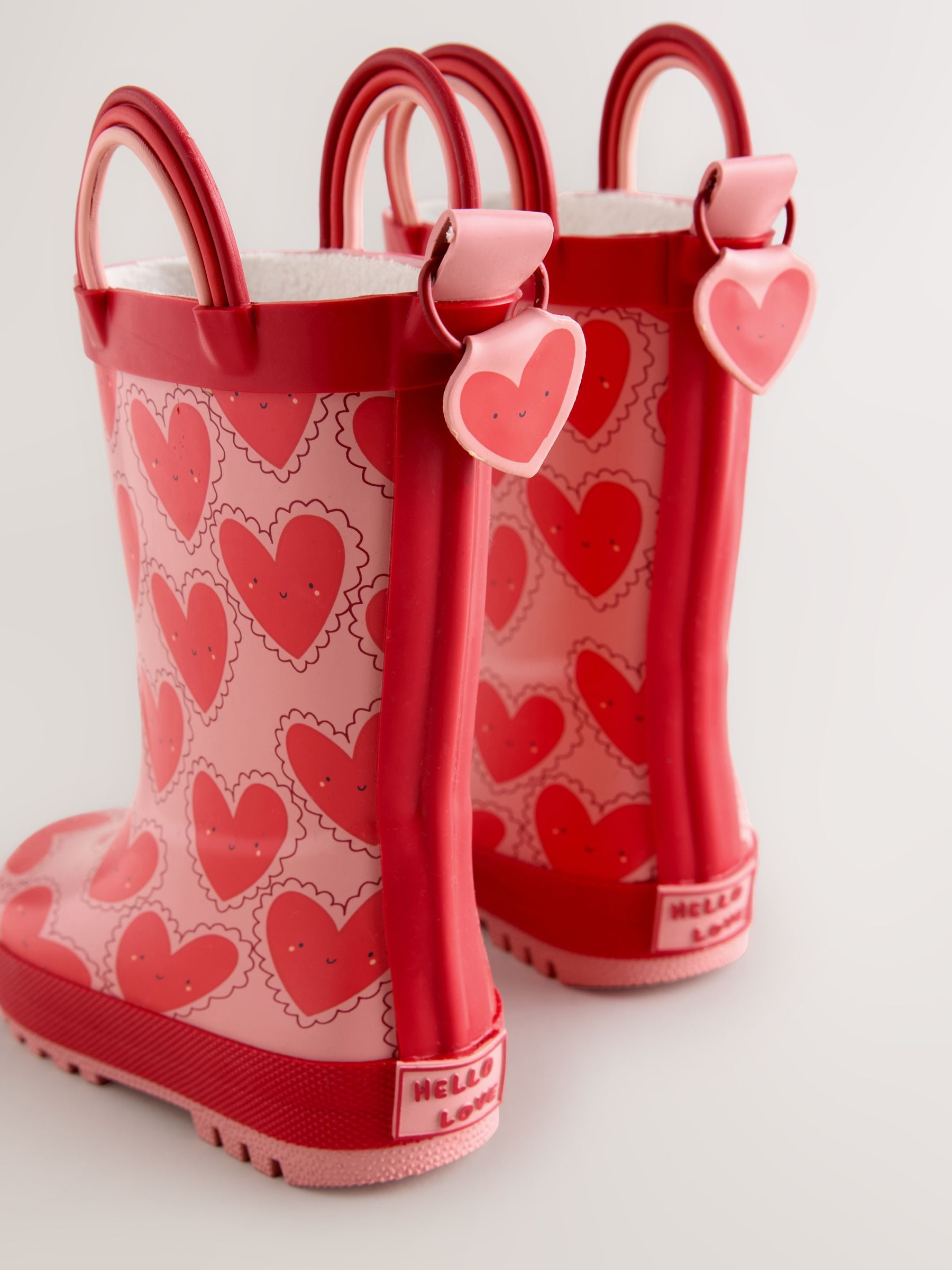 Red/Pink Heart Handle Wellies image 3