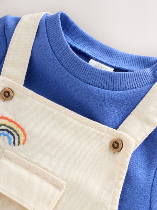 Neutral/Blue Characters Baby Twill Dungarees and Bodysuit Set (0mths-2yrs) image 3