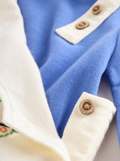 Neutral/Blue Characters Baby Twill Dungarees and Bodysuit Set (0mths-2yrs) image 4