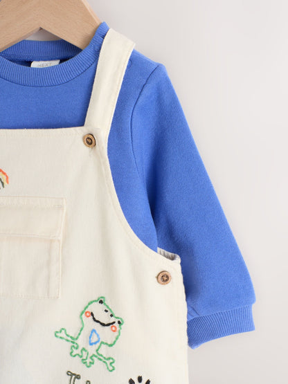 Neutral/Blue Characters Baby Twill Dungarees and Bodysuit Set (0mths-2yrs) image 5