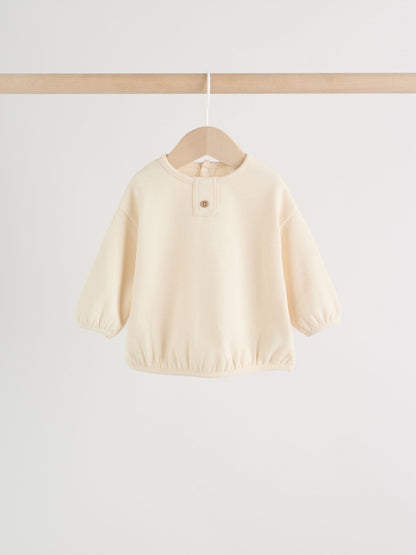 Neutral Stripe Sweat Top and Trousers Baby Set (0mths-2yrs) image 3
