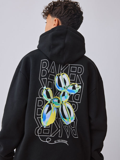 Baker by Ted Baker Oversized Graphic Black Hoodie image 1
