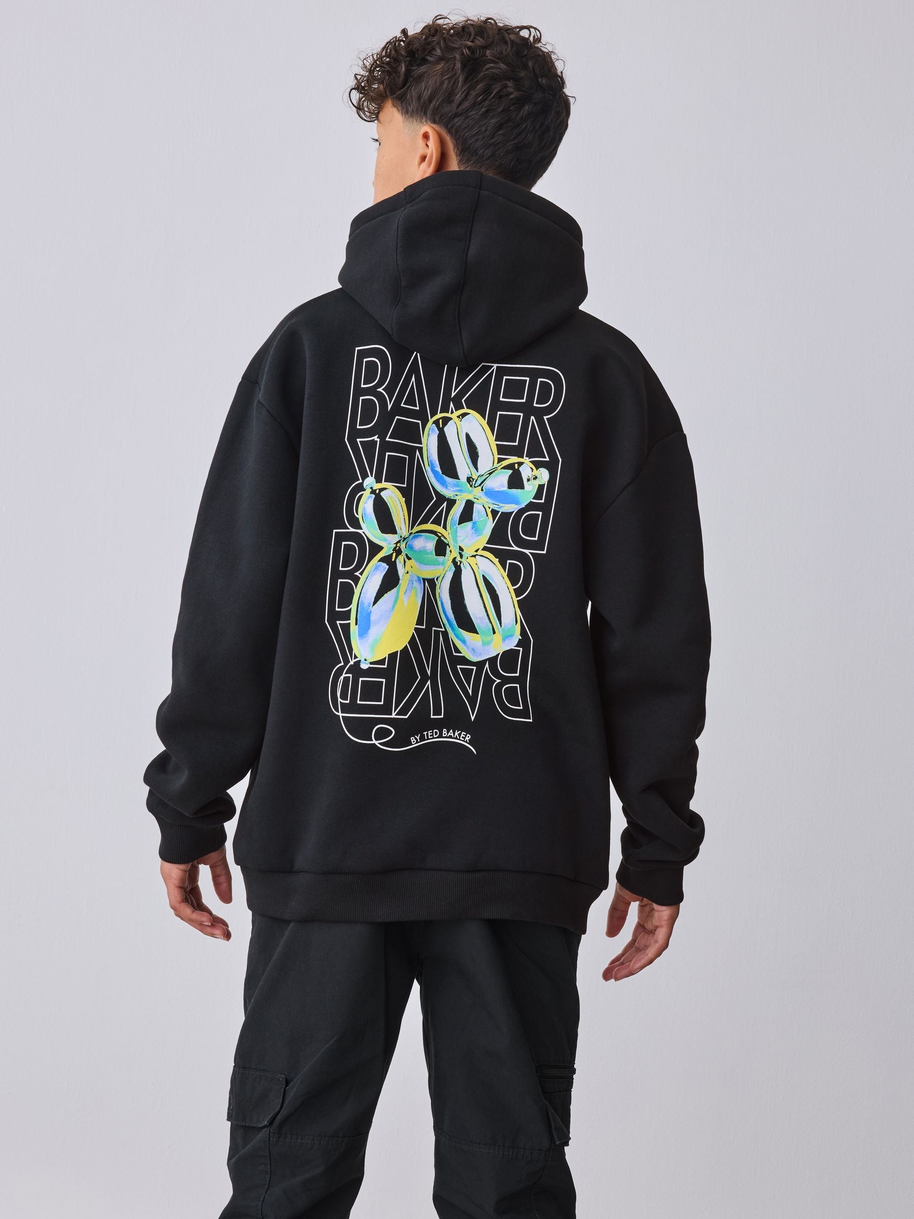 Baker by Ted Baker Oversized Graphic Black Hoodie image 2