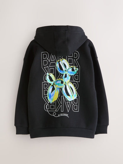 Baker by Ted Baker Oversized Graphic Black Hoodie image 7