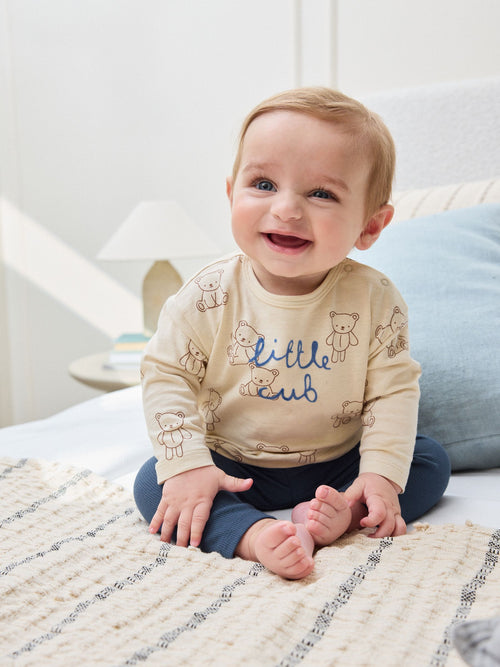 Blue/Brown Little Bear Cub Baby Top and Leggings Set 2 Piece (0mths-3yrs) image 1