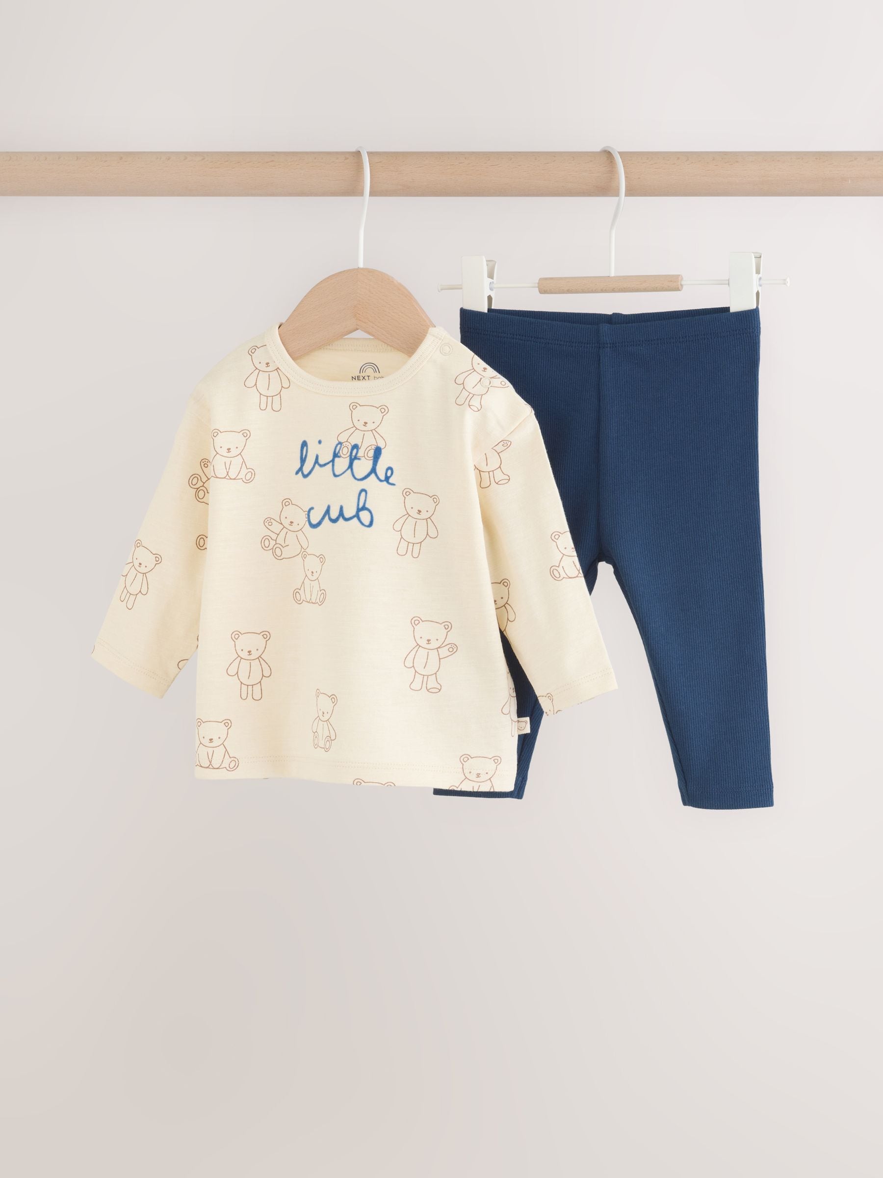 Blue/Brown Little Bear Cub Baby Top and Leggings Set 2 Piece (0mths-3yrs) image 5