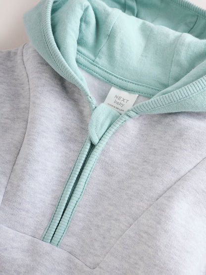 Grey Colourblock Hooded Baby Sweat Romper (0mths-3yrs) image 5
