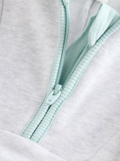 Grey Colourblock Hooded Baby Sweat Romper (0mths-3yrs) image 6