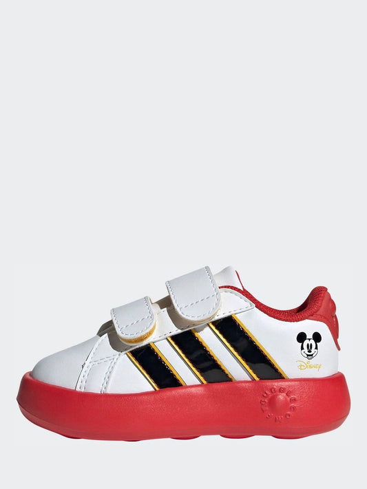 adidas White/Black Disney Mickey Mouse Grand Court Infant Trainers image 2