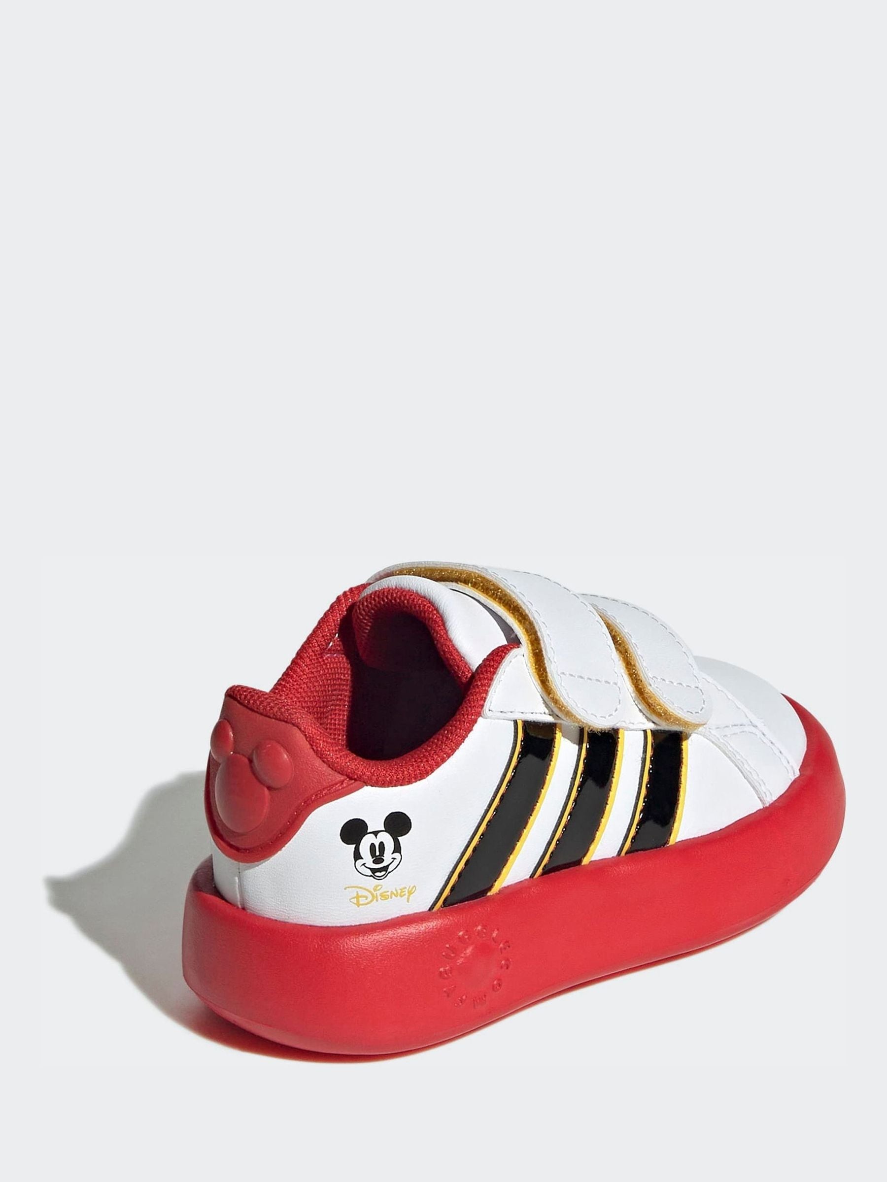 adidas White/Black Disney Mickey Mouse Grand Court Infant Trainers image 4
