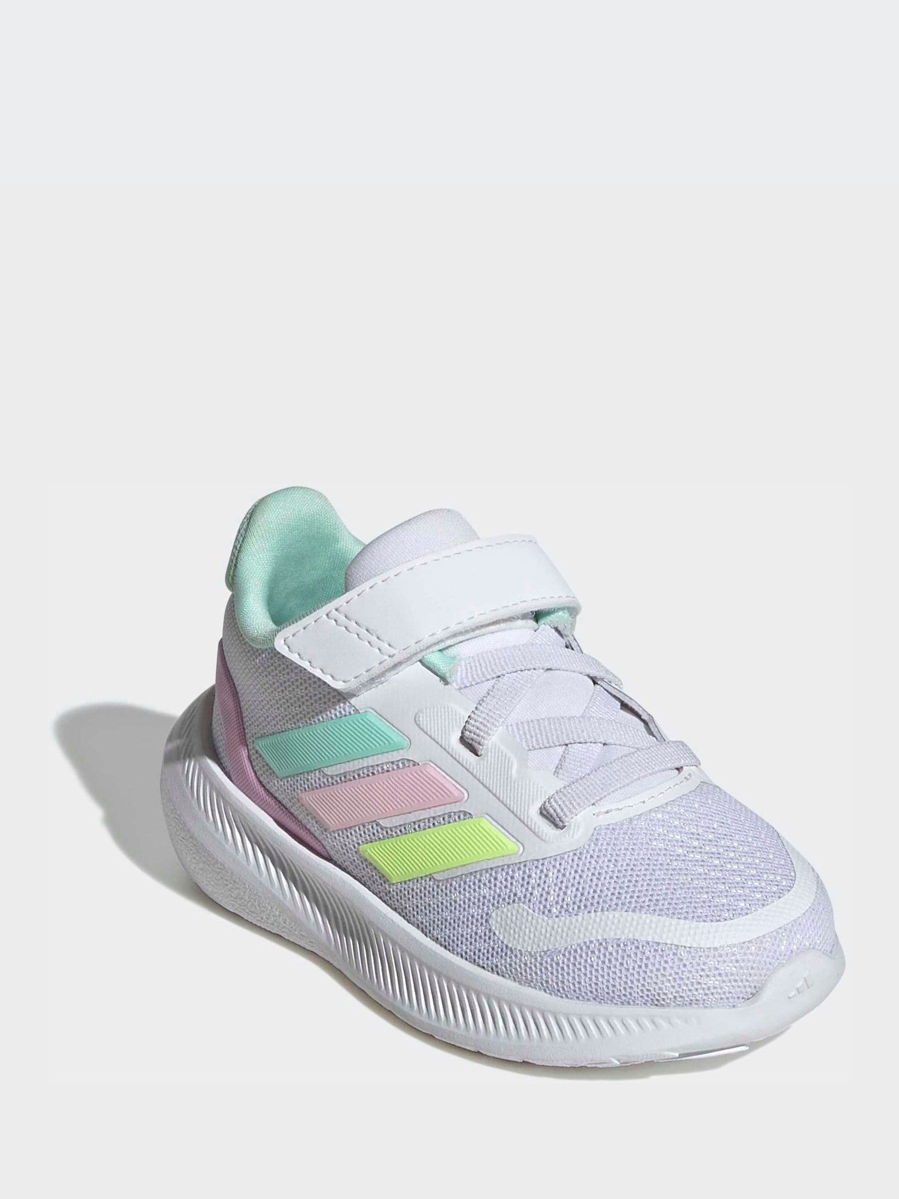 adidas White/Aqua Runfalcon 5 Hook and Loop Easy On Infant Trainers image 3