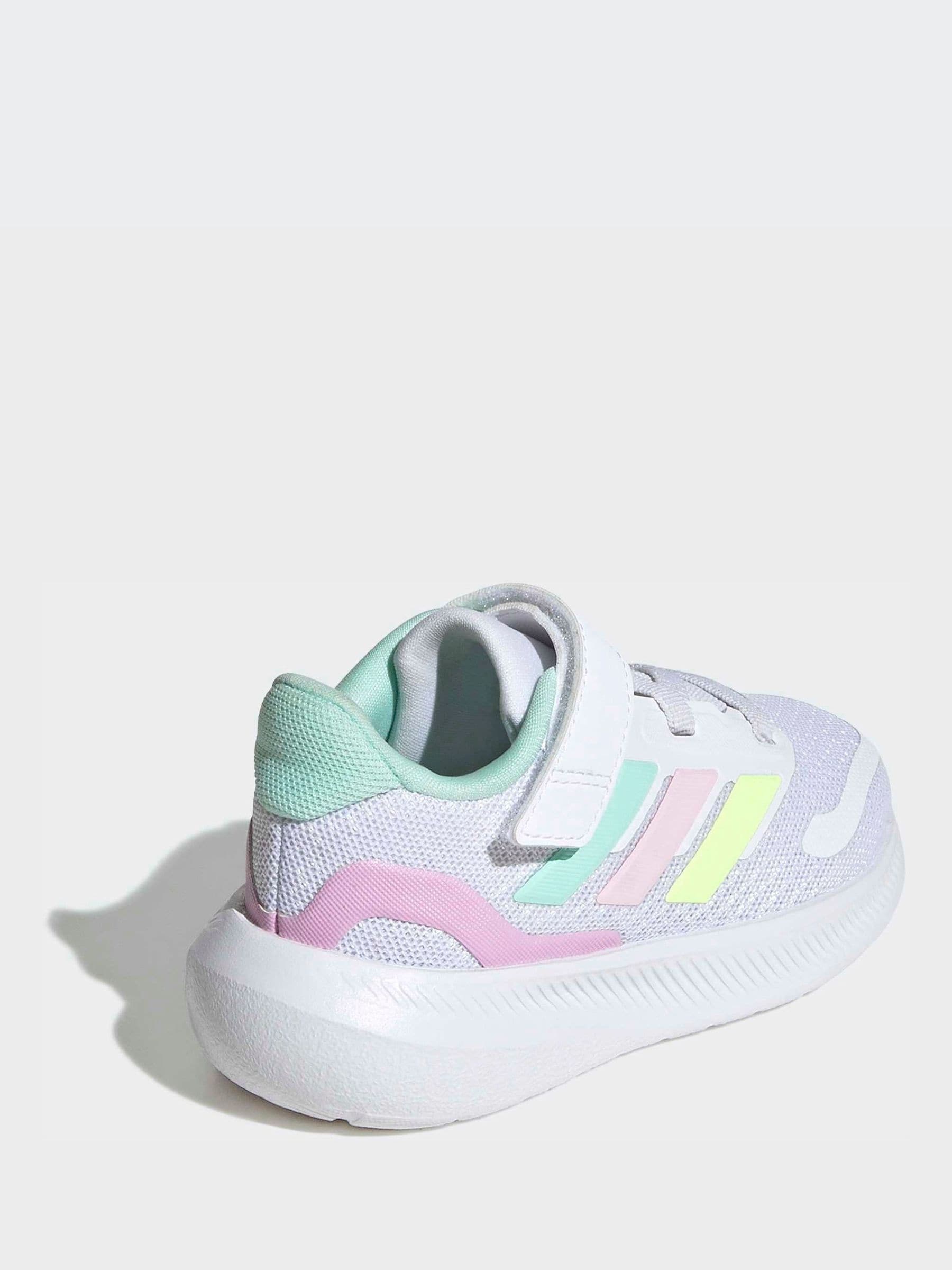 adidas White/Aqua Runfalcon 5 Hook and Loop Easy On Infant Trainers image 4