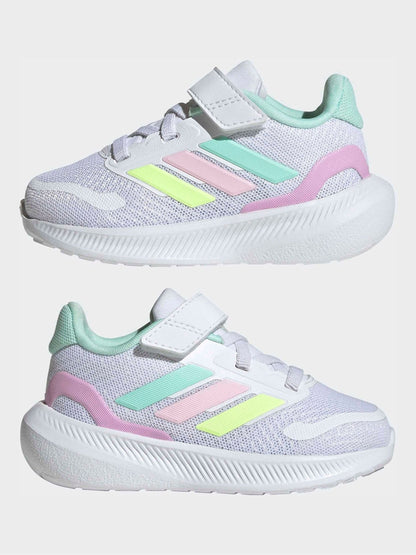 adidas White/Aqua Runfalcon 5 Hook and Loop Easy On Infant Trainers image 5