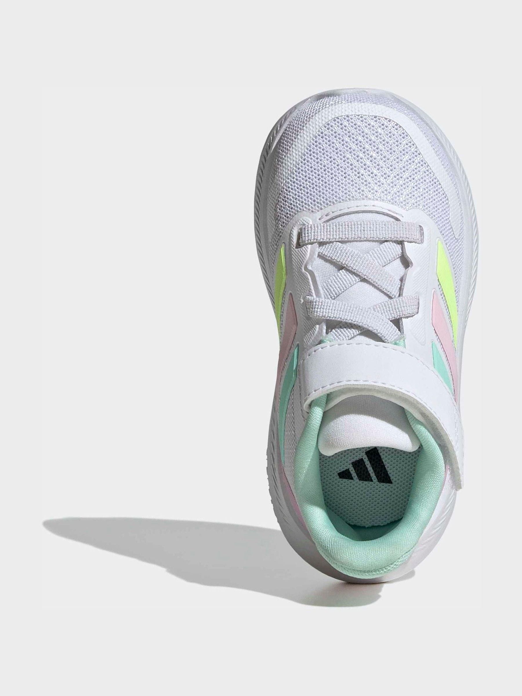 adidas White/Aqua Runfalcon 5 Hook and Loop Easy On Infant Trainers image 6