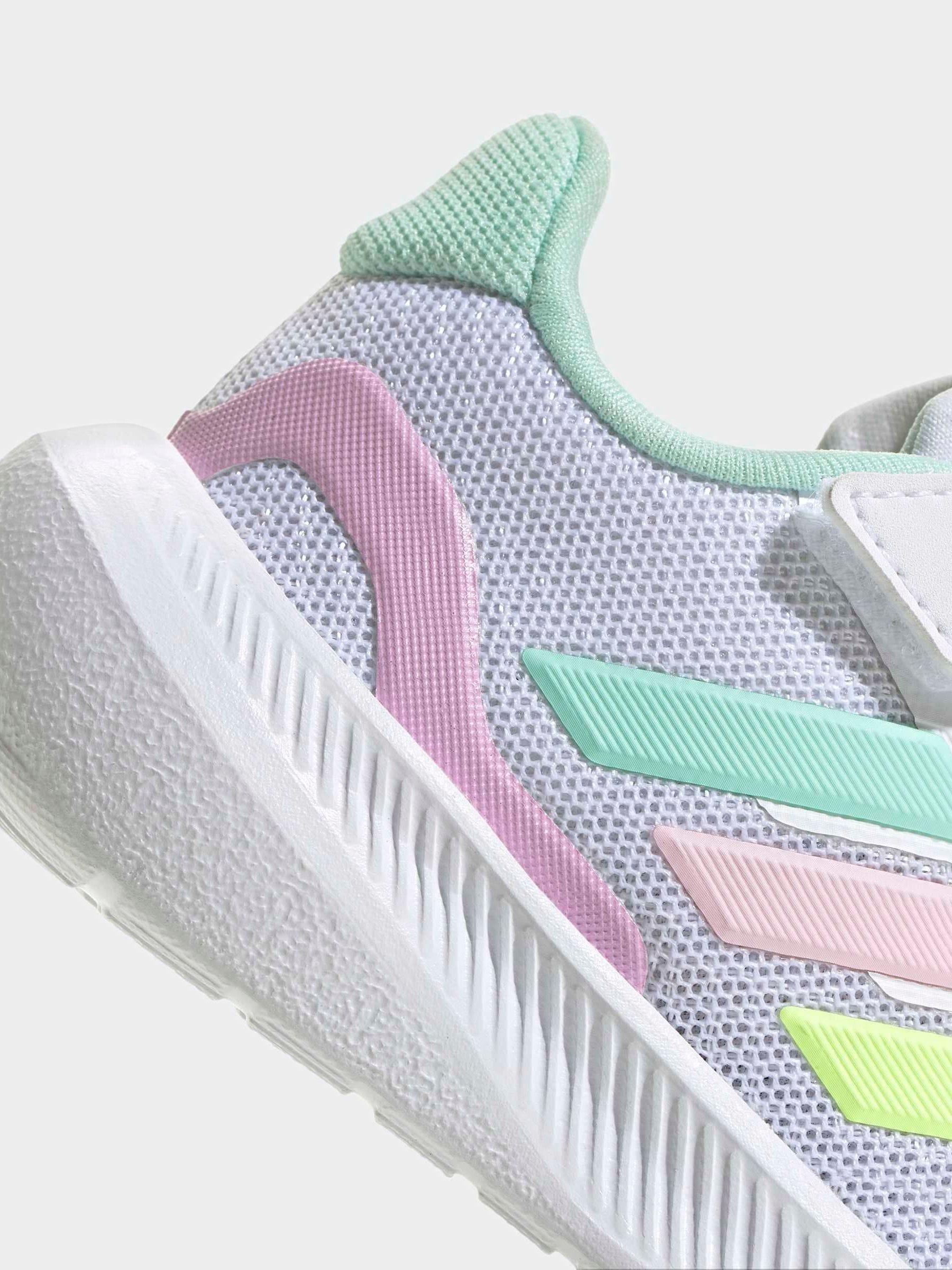adidas White/Aqua Runfalcon 5 Hook and Loop Easy On Infant Trainers image 9