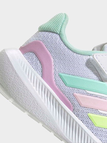 adidas White/Aqua Runfalcon 5 Hook and Loop Easy On Infant Trainers image 9