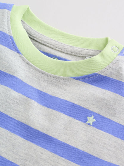 Blue/Green Stripe 6 Piece Baby T-Shirt and Joggers Set (0mths-3yrs) image 5