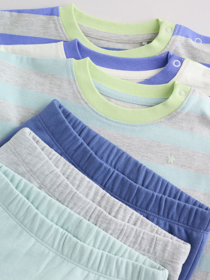 Blue/Green Stripe 6 Piece Baby T-Shirt and Joggers Set (0mths-3yrs) image 7