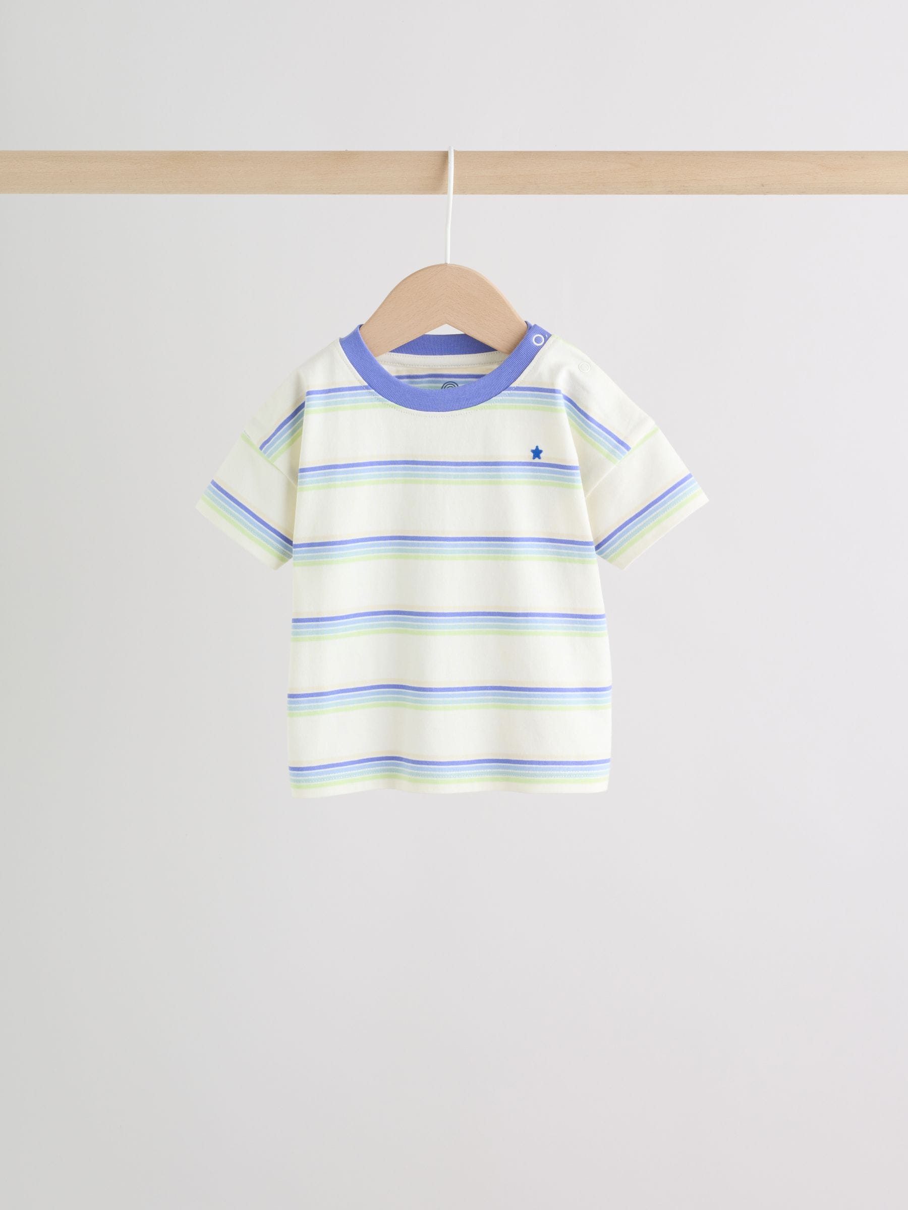 Blue/Green Stripe 6 Piece Baby T-Shirt and Joggers Set (0mths-3yrs) image 3