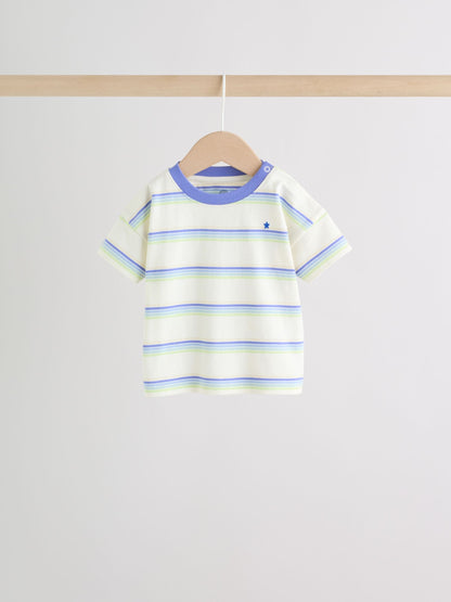 Blue/Green Stripe 6 Piece Baby T-Shirt and Joggers Set (0mths-3yrs) image 3