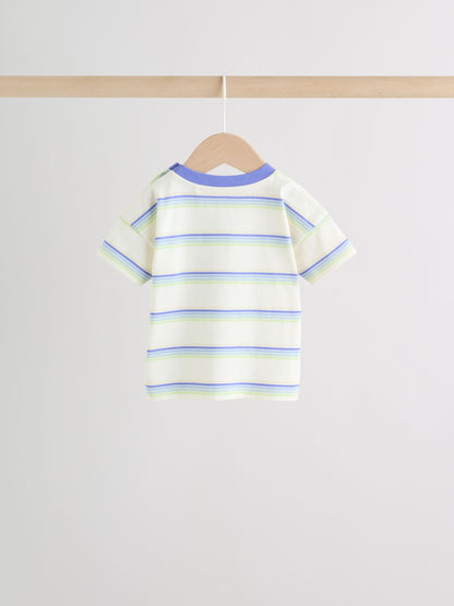 Blue/Green Stripe 6 Piece Baby T-Shirt and Joggers Set (0mths-3yrs) image 4