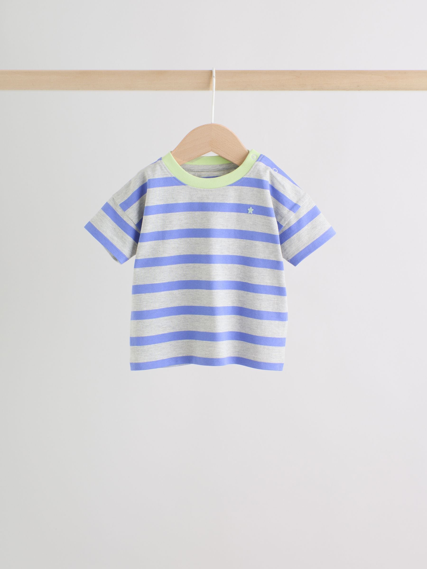 Blue/Green Stripe 6 Piece Baby T-Shirt and Joggers Set (0mths-3yrs) image 5