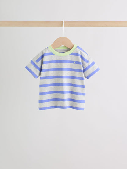 Blue/Green Stripe 6 Piece Baby T-Shirt and Joggers Set (0mths-3yrs) image 5