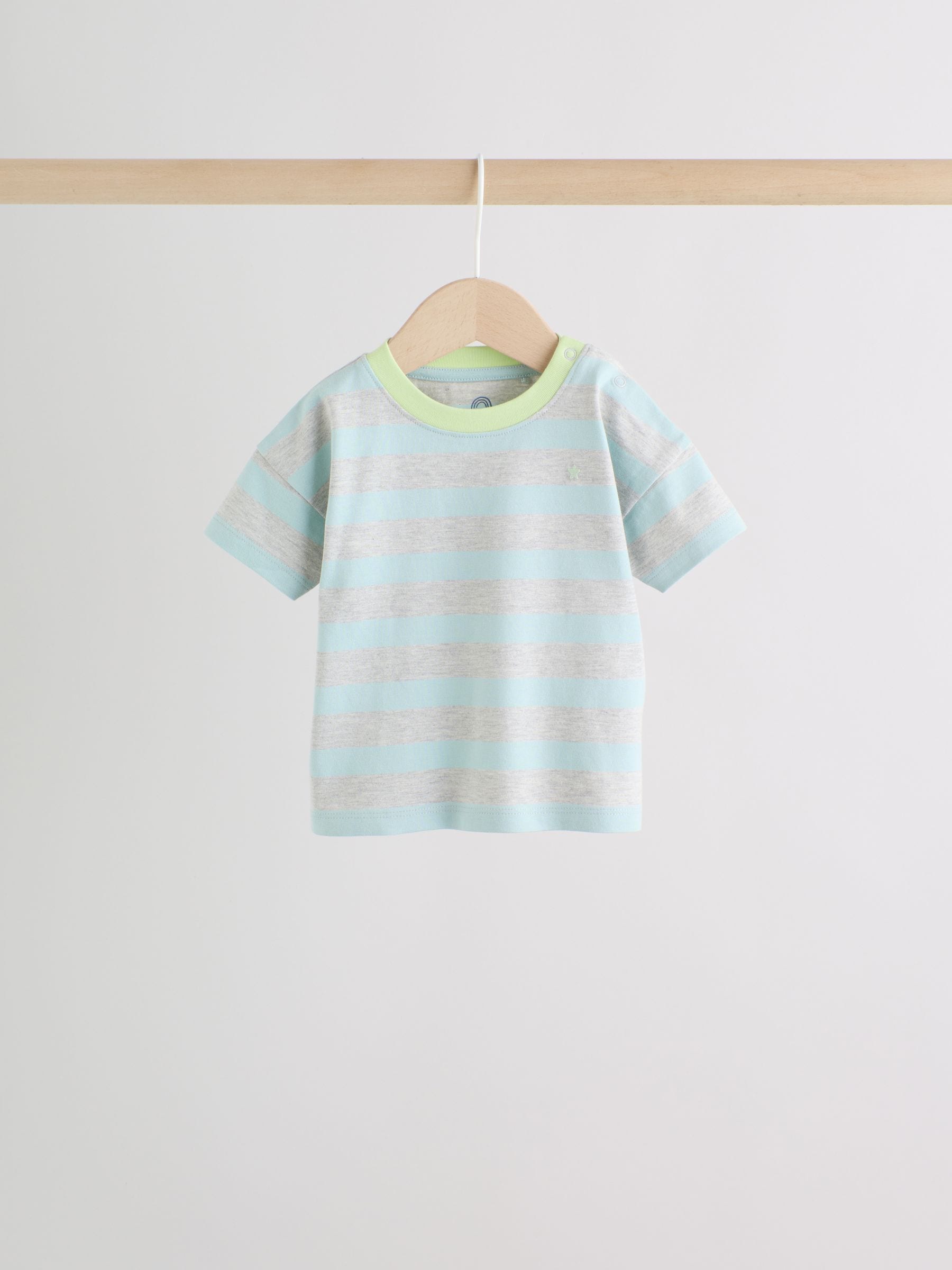 Blue/Green Stripe 6 Piece Baby T-Shirt and Joggers Set (0mths-3yrs) image 6