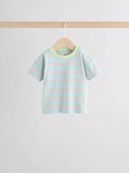 Blue/Green Stripe 6 Piece Baby T-Shirt and Joggers Set (0mths-3yrs) image 6