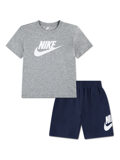 Nike Grey/Navy Club Hbr T-Shirt And Shorts Set image 1