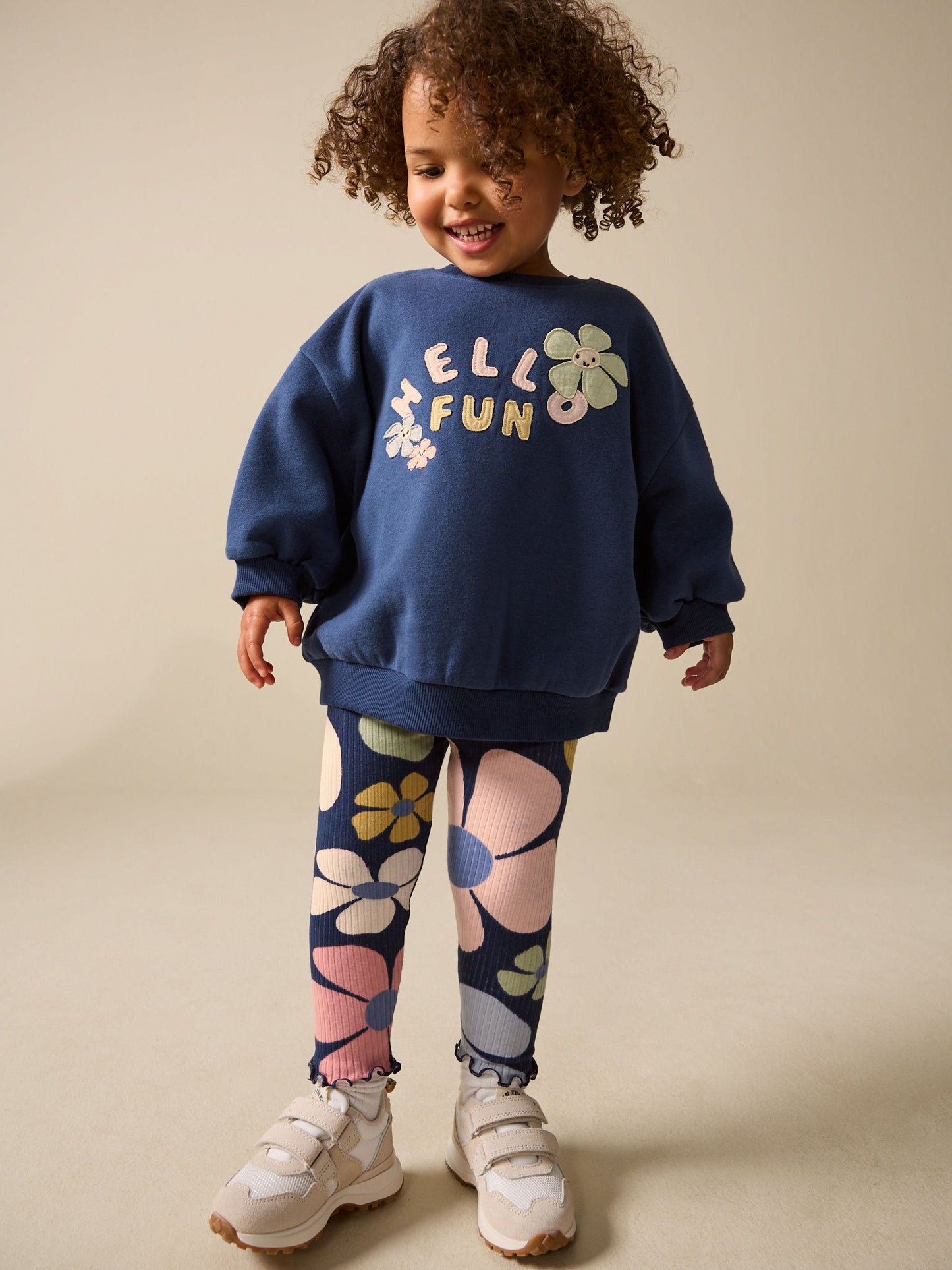 Navy Blue Flower Sweatshirt and Leggings Set (3mths-7yrs) image 1