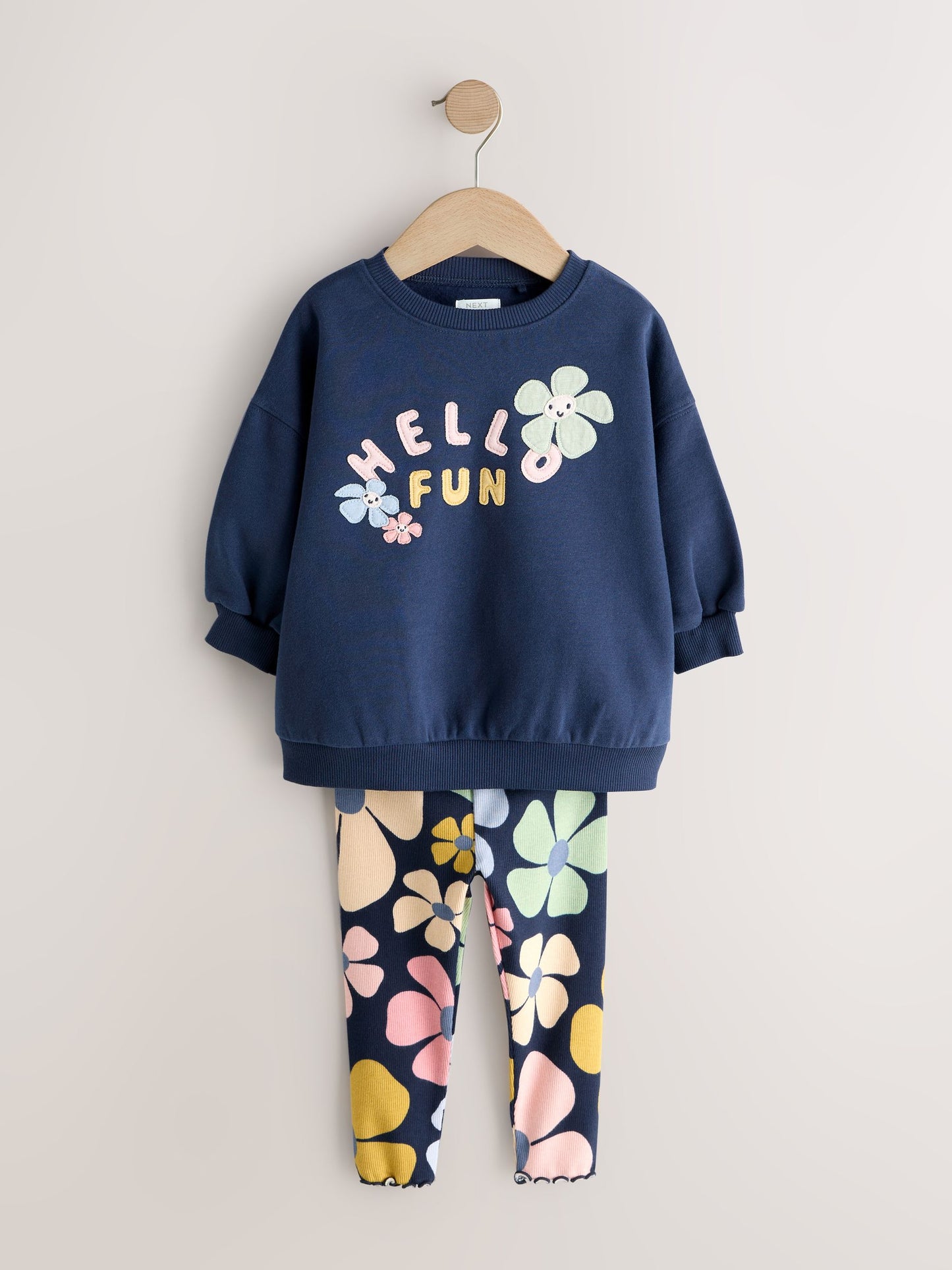 Navy Blue Flower Sweatshirt and Leggings Set (3mths-7yrs) image 4
