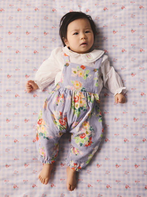 Lilac Purple Flower Cath Kidston Baby Dungaree And Bodysuit Set 2 Piece image 1
