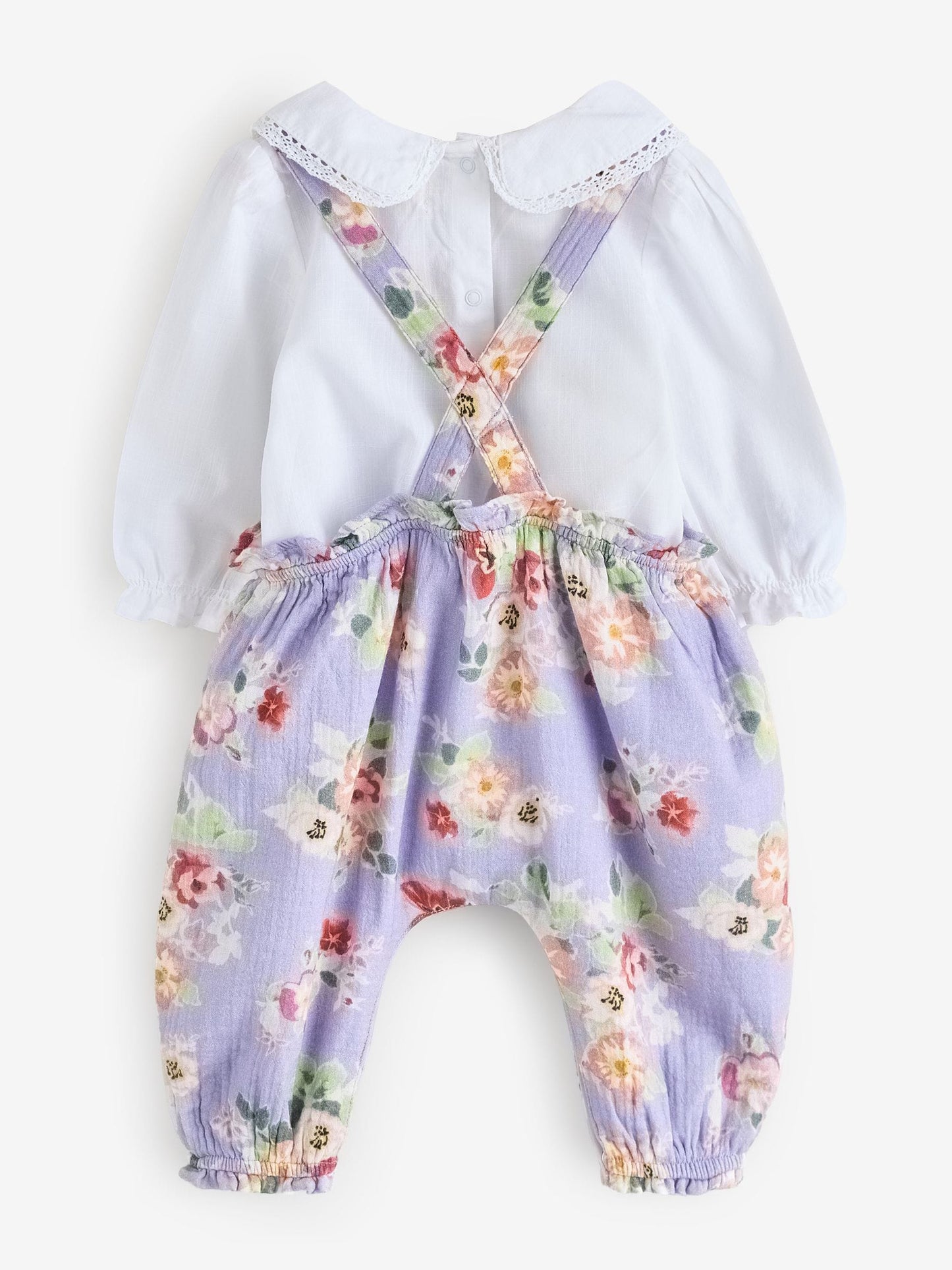 Lilac Purple Flower Cath Kidston Baby Dungaree And Bodysuit Set 2 Piece image 7