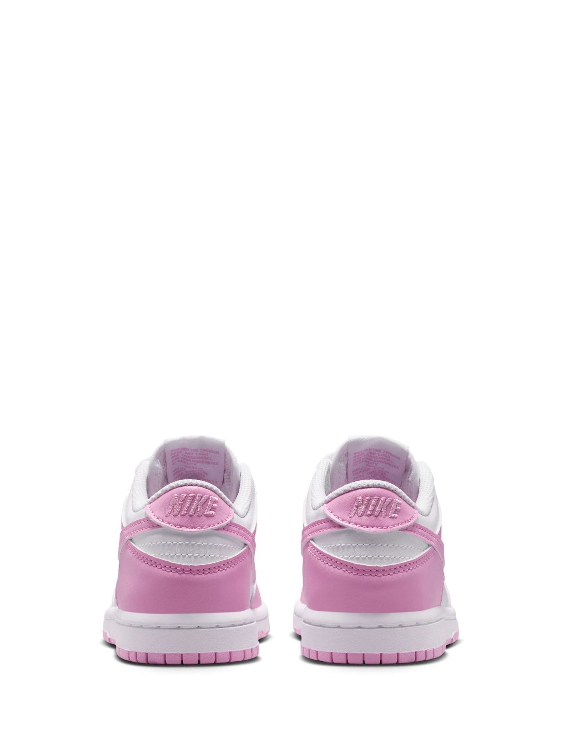 Nike White/Pink Junior Dunk Low Trainers image 4
