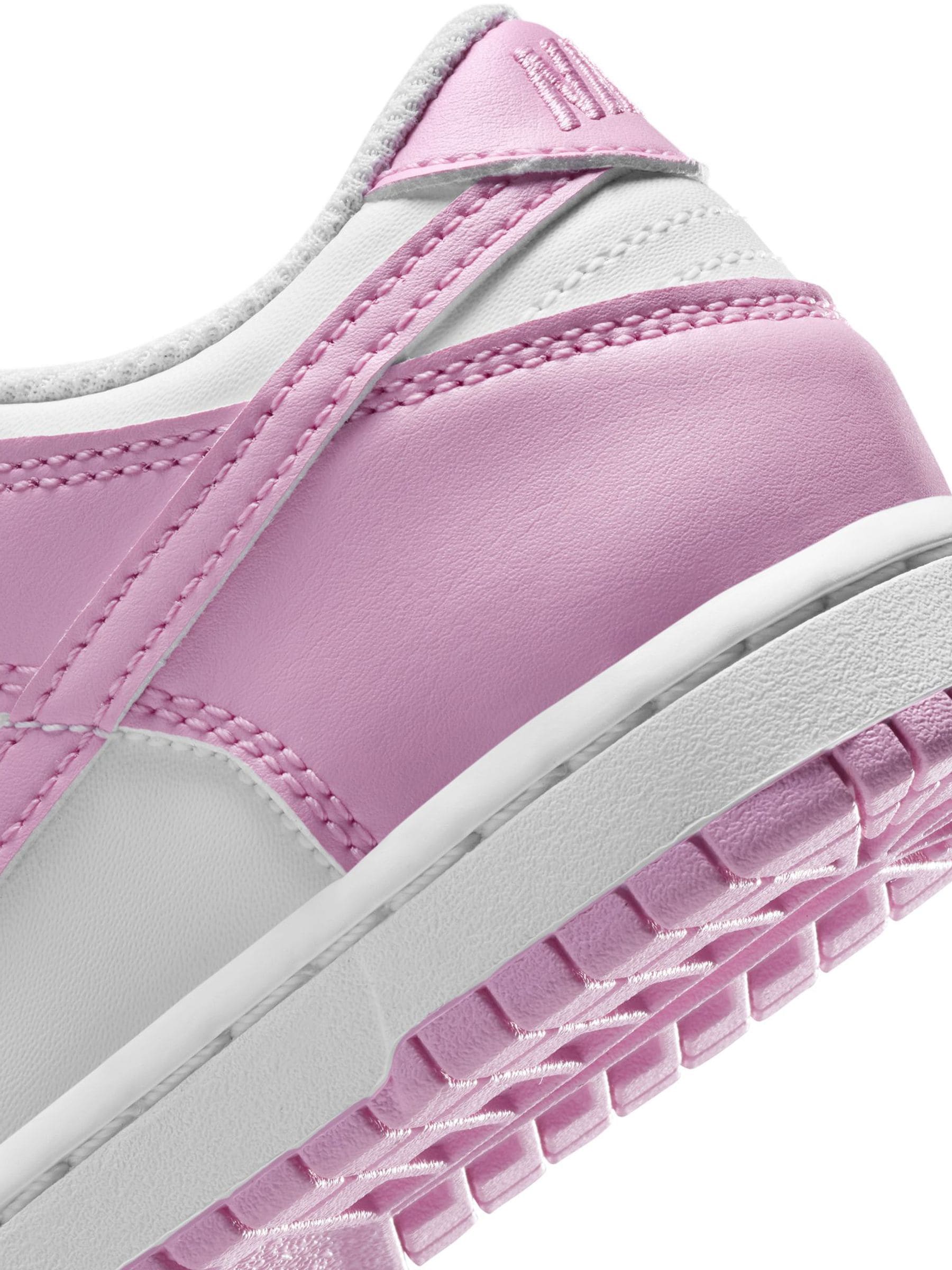 Nike White/Pink Junior Dunk Low Trainers image 7