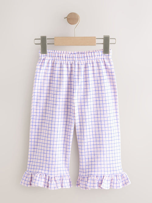 Pink/Blue Check Wide Leg Frill Trousers (3mths-7yrs) image 1