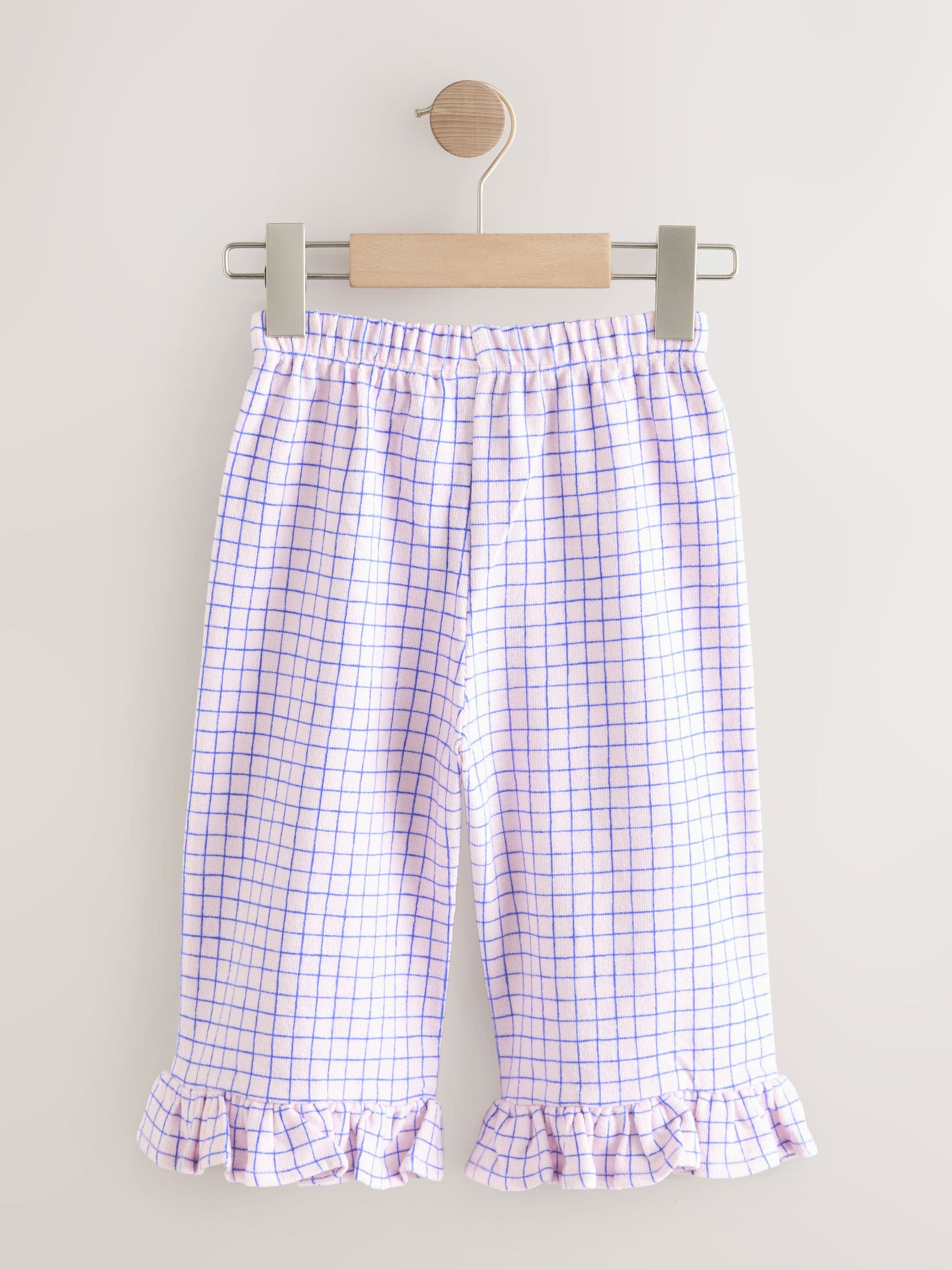 Pink/Blue Check Wide Leg Frill Trousers (3mths-7yrs) image 2