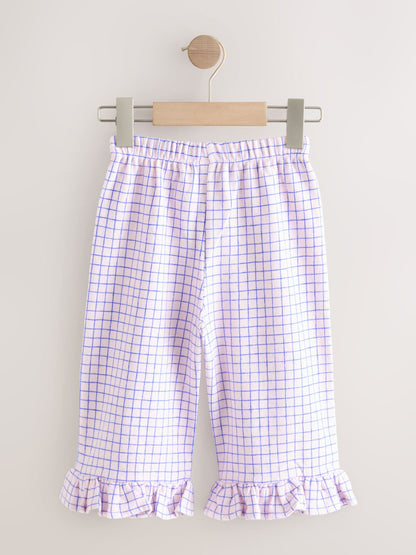 Pink/Blue Check Wide Leg Frill Trousers (3mths-7yrs) image 2