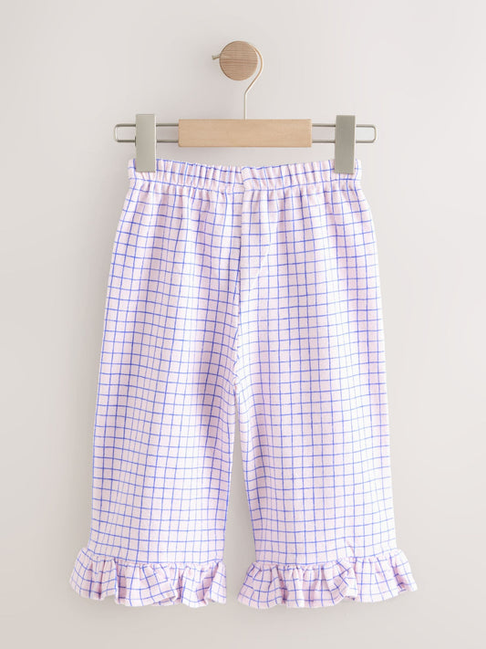 Pink/Blue Check Wide Leg Frill Trousers (3mths-7yrs) image 2