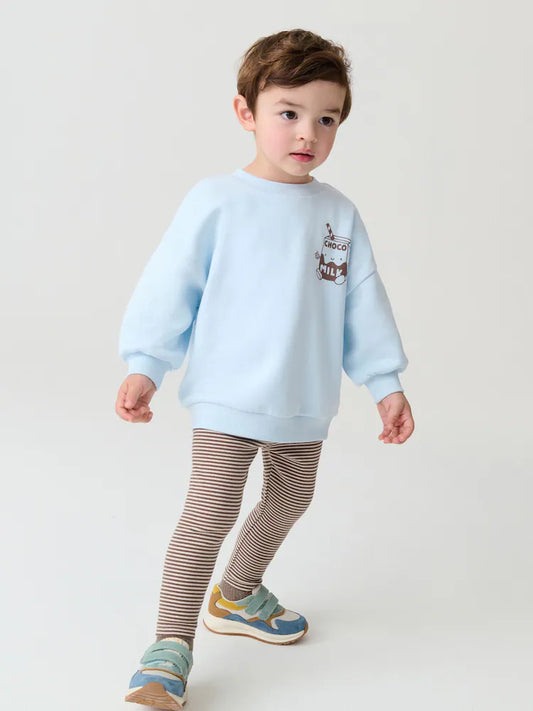 Blue Milk Print Sweatshirt And Leggings Set (3mths-7yrs)