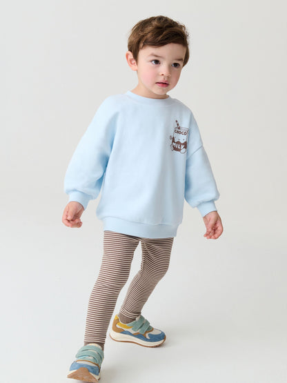 Blue Milk Print Sweatshirt And Leggings Set (3mths-7yrs) image 1