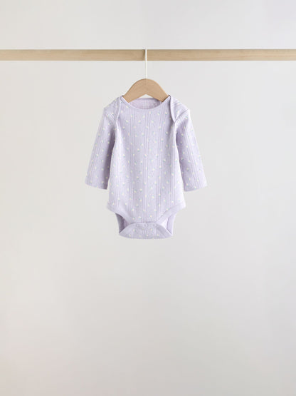 Purple Long Sleeve Baby Bodysuits 5 Pack image 3