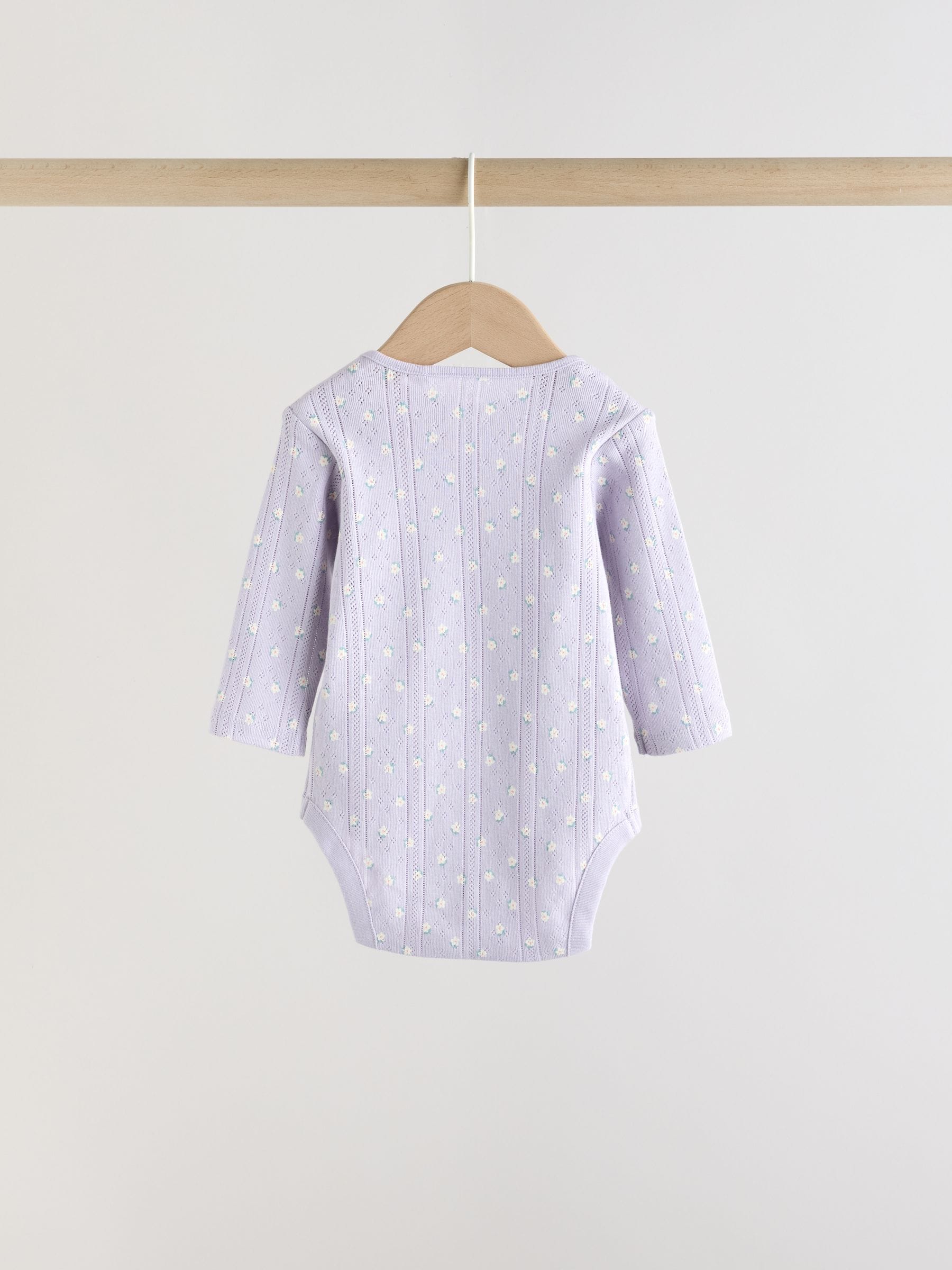 Purple Long Sleeve Baby Bodysuits 5 Pack image 8